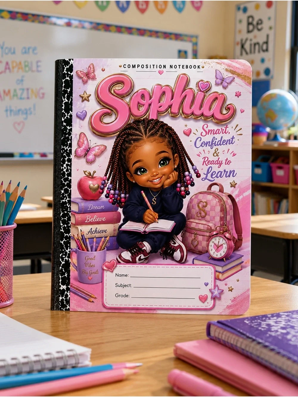 Personalized Black Girl Composition Notebook